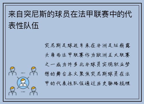 来自突尼斯的球员在法甲联赛中的代表性队伍